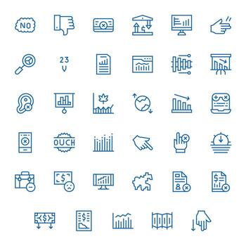 Regular Line Editable Icons from Decline Set with 35 128x128 Icons vector