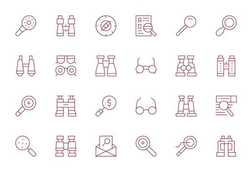 aumentador gráficos paquete incluso 24 Delgado línea 64 x 64 monitor Perfecto íconos vector