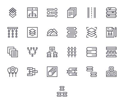 Grouping Icon Toolkit featuring 25 PIXEL Perfect High Resolution Regular Line elements vector