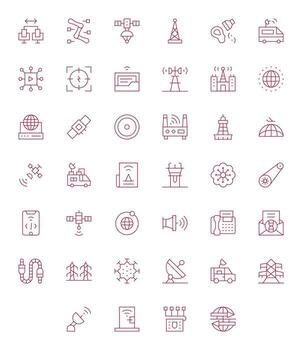 40 Icons for Transmission featuring 256x256 Pixel Aligned Thin Line Graphics vector