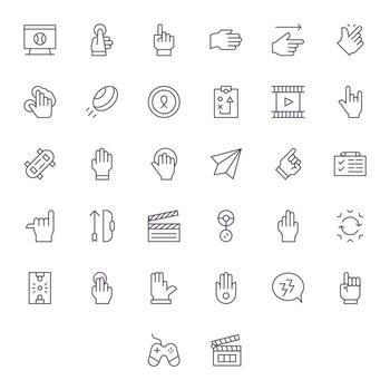 Action Icon Toolkit featuring 32 PIXEL Perfect 128x128 Thin Line elements vector