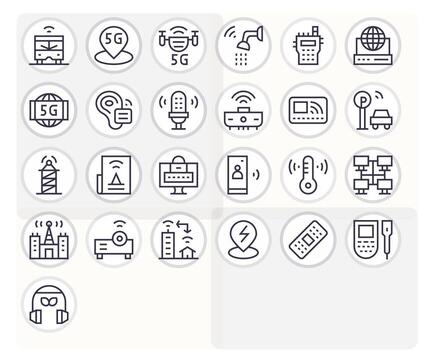25 Icons for Wireless optimized in Detail Enhanced 256x256 Regular Line resolution vector