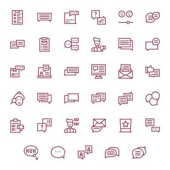 Feedback Form Detail Enhanced Set with 35 High Resolution Regular Line Icons vector