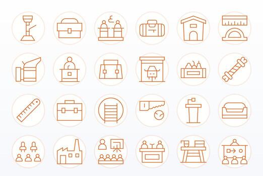 Workshop 64x64 Icon Pack with 24 Thin Line Pixel Aligned Elements vector
