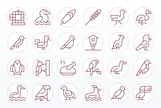 Avian Icon Toolkit featuring 24 PIXEL Perfect Retina Ready Thin Line elements vector