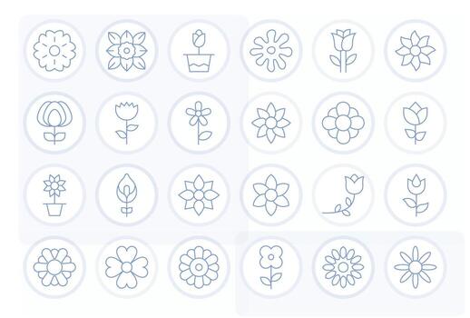 Petal Icon Repository containing 24 Thin Line 64x64 Grid Fitted graphics vector