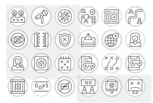 24 Icons for Blocked optimized in Display Perfect High Resolution Thin Line resolution vector
