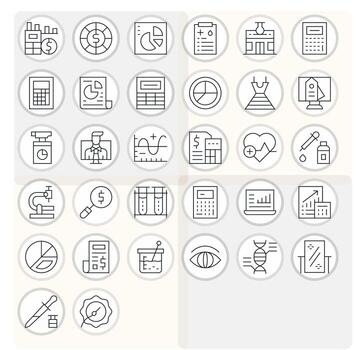 Analysis Professional Set with 32 Thin Line Pixel Aligned High Resolution Icons vector