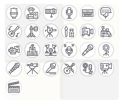 25 Icons for Studio optimized in Grid Fitted 128x128 Regular Line resolution vector