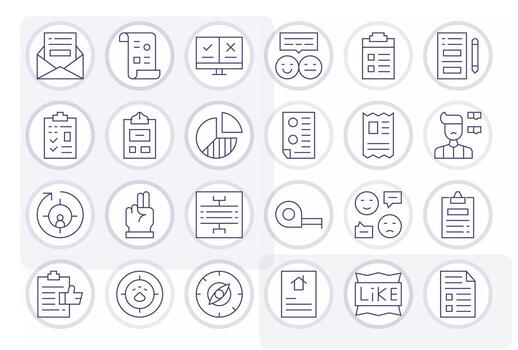 24 Thin Line Icons designed for Survey in Retina Ready Editable format vector