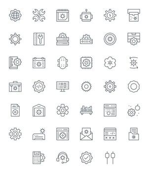 40 editable Delgado línea íconos desde configuración colección vector