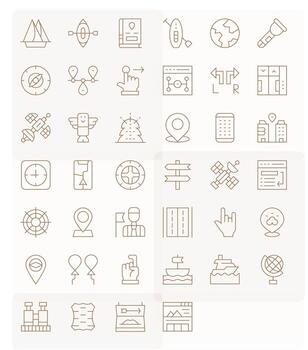 40 64 x 64 íconos para navegación en editable Delgado línea formato vector