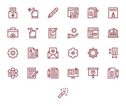 Modify 64x64 Icon Pack with 25 Regular Line PIXEL Perfect Elements vector