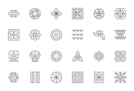 24 Delgado línea cuadrícula equipado íconos a la medida para motivo 128x128 interfaz vector