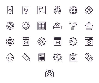 Settings Graphics featuring 25 Regular Line Editable 128x128 Designs vector