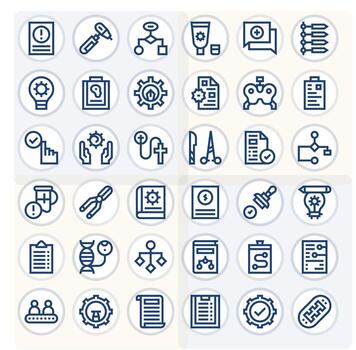 procedimiento visual paquete conteniendo 36 negrita línea píxel optimizado íconos vector