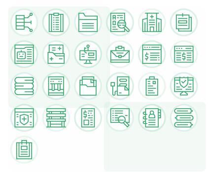 25 128x128 Regular Line Icons for Records with Pixel Aligned precision vector