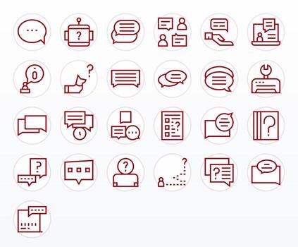 Regular Line Detail Enhanced Icons from Support Request Set with 25 Retina Ready Icons vector