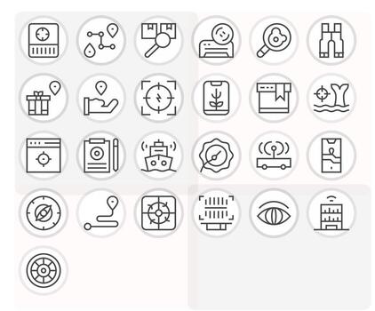 Tracking Icon Arsenal with 25 High Resolution Regular Line Pixel Optimized designs vector