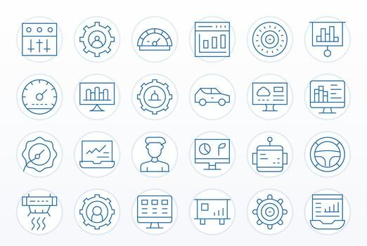 24 PIXEL Perfect Icons themed around Dashboard in Retina Ready Thin Line format vector