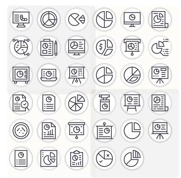 Pie Chart Ultimate Package with 35 256x256 Regular Line PIXEL Perfect Icons vector