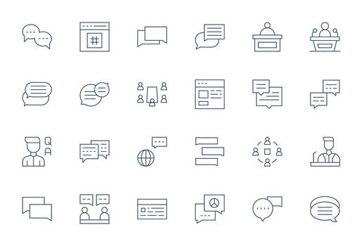 Forum Visual Pack containing 24 Thin Line Editable Icons vector