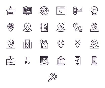 25 Regular Line Icons from Address in Retina Ready Pixel Aligned Quality vector