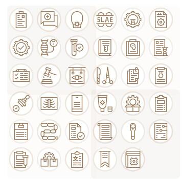 35 Icons for Procedure optimized in Editable 256x256 Regular Line resolution vector