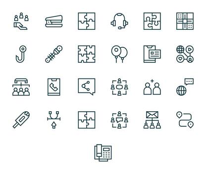 25 Regular Line Pixel Aligned Vectors for Connect Theme