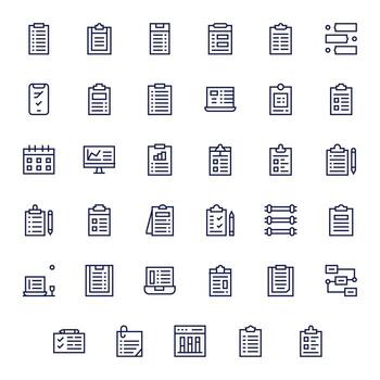 35 256x256 píxel Perfecto íconos para Tareas en regular línea tema vector