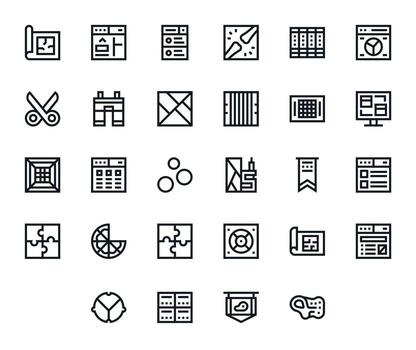 Section Graphics featuring 28 Bold Line Pixel Optimized High Resolution Designs vector