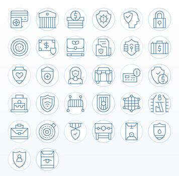 32 64x64 Thin Line Icons optimized for Safe Display Perfect display vector