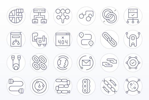 Link Ultimate Package with 24 64x64 Thin Line Pixel Optimized Icons vector