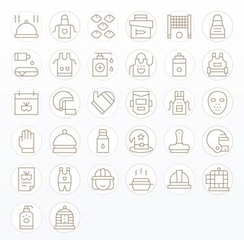 Protective Visual Pack containing 32 Thin Line Display Perfect Icons vector