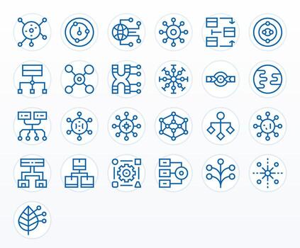 25 íconos inspirado por flujo de datos en píxel optimizado retina Listo regular línea calidad vector