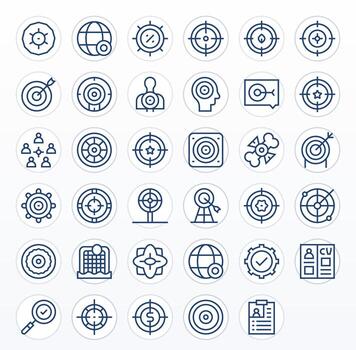 Objective Premium Bundle with 35 High Resolution PIXEL Perfect Regular Line Icons vector