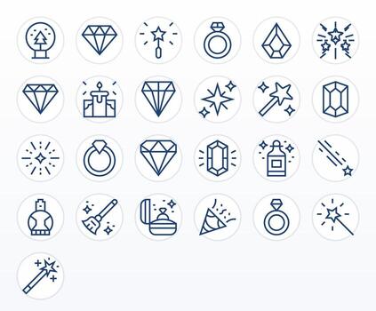 Sparkle Icon Set with 25 Regular Line High Resolution Pixel Aligned Graphics vector