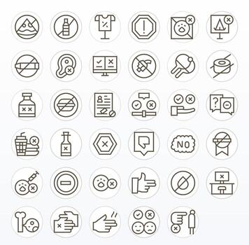 No Comprehensive Bundle with 35 Pixel Optimized Regular Line High Resolution Icons vector