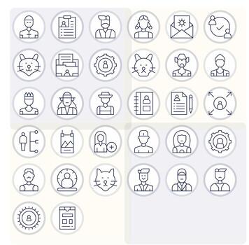 Profile Design Icons featuring 32 Editable Thin Line Style vector