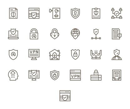 25 Icons for Digital Security featuring High Resolution Display Perfect Regular Line Graphics vector
