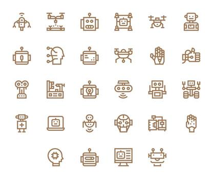 28 Bold Line Pixel Optimized 64x64 Icons from Robotics Suite vector