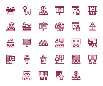 Lecture Pixel Optimized Set with 28 128x128 Bold Line Icons vector