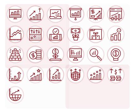 Increase Comprehensive Bundle with 25 Pixel Optimized Regular Line 128x128 Icons vector