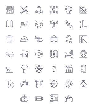Engineering Visual Pack containing 40 Thin Line Editable Icons vector