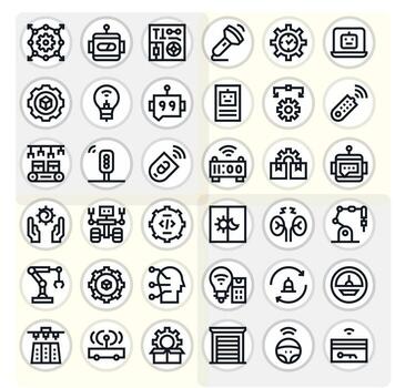 Automation Complete Package with 36 64x64 Bold Line Pixel Aligned Icons vector