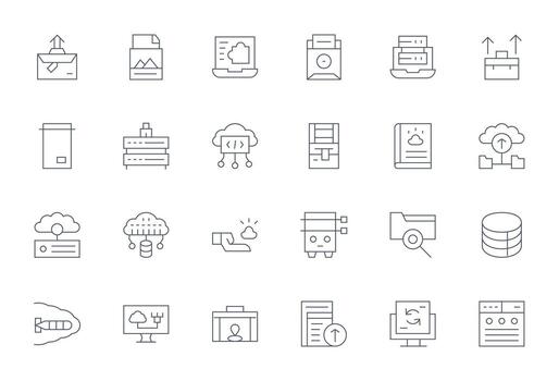 24 Icons for Online Storage optimized in Editable 64x64 Thin Line resolution vector