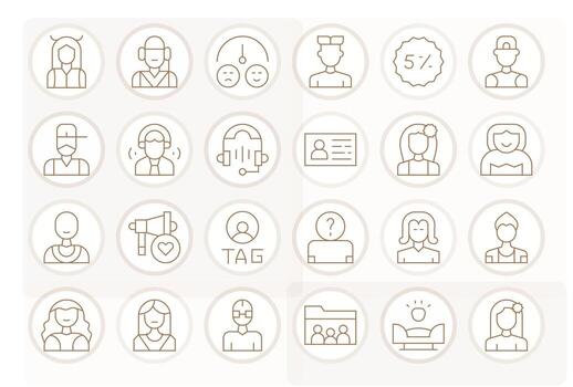 24 Editable 256x256 Icons for Customer in elegant Thin Line design vector