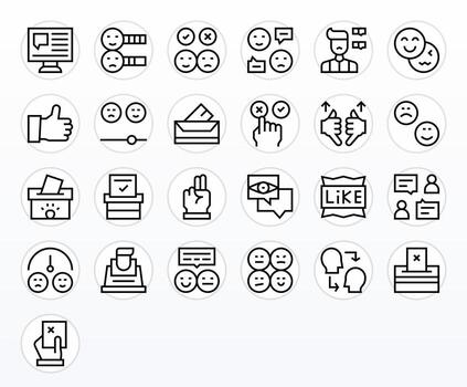 25 Pixel Aligned Icons themed around Poll in 64x64 Regular Line format vector