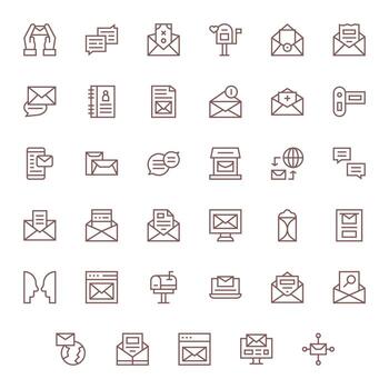 35 64x64 Regular Line Icons for Correspondence with Pixel Optimized precision vector