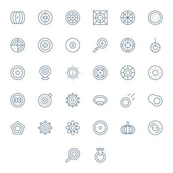 Concentric Essential Set including 32 PIXEL Perfect Thin Line 256x256 Icons vector